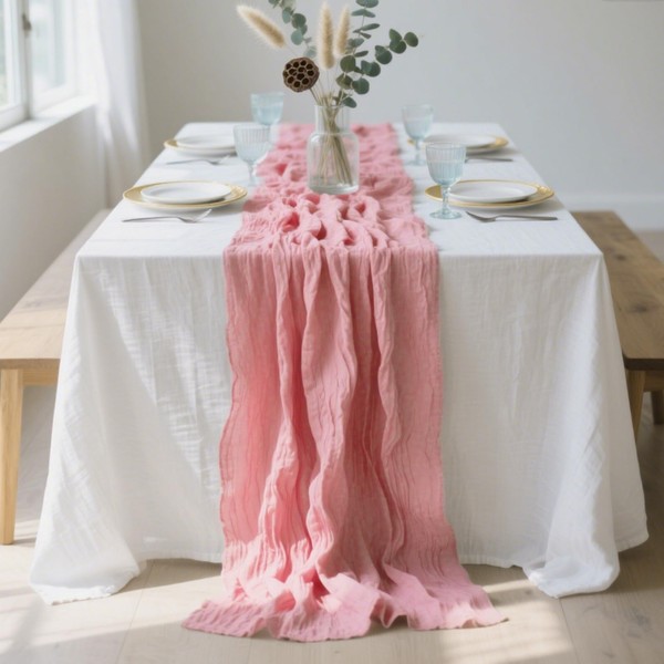 H HOMEWINS Boho Table Runner 90 x 300 cm, Dusky