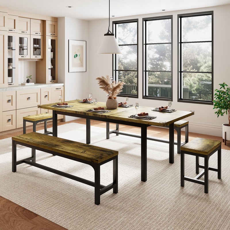 Einhomn 5 Piece Dining Table Set for 4-6, 63" Extendable