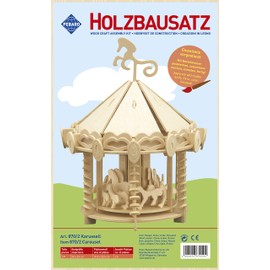 Pebaro 870/2 Holzbausatz Karussel, 3D Puzzle Kirmes, Modellbausatz, Basteln mit Holz, Holzpuzzle, Bastelset, vorgestanzte Holzplatte, ausbrechen, zusammenstecken, fertig, Geschenkidee