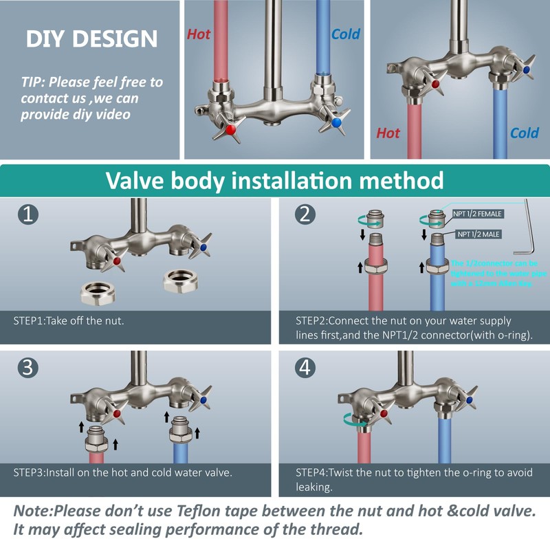 Aolemi Outdoor Shower Fixtures with Handheld,Hot and Cold,Brushed Nickel |