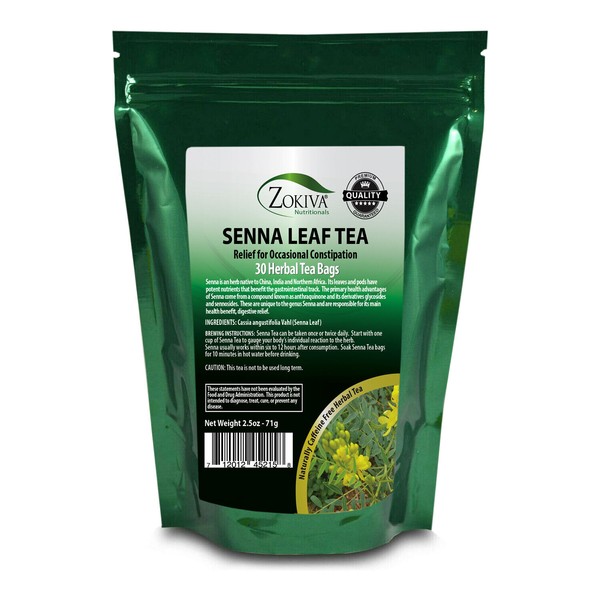 Senna Tea Bags (30) All-Natural Leaf Herbal Laxative/Cleanser in Zip Lock Pouch