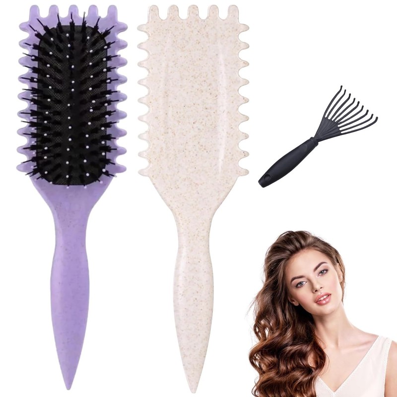 2PCS Cepillo para Cabello Rizado para Mujeres, Cepillo Definidor de