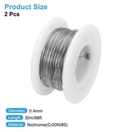 sourcing map 2 Pcs 98 FT Heating Resistor Wire, 0.4mm 26 Gauge Wire Wrapping Nichrome Heating Element Coil Wire Resistance Wire for Home Appliances Industry Resistor Materials Aerospace