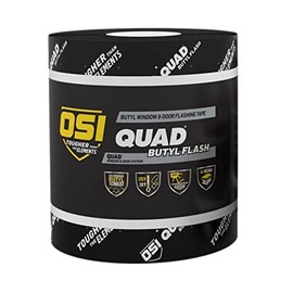 OSI 2579106 6in. x 75ft. Quad Butyl Window and Door Flashing Tape Roll, Black
