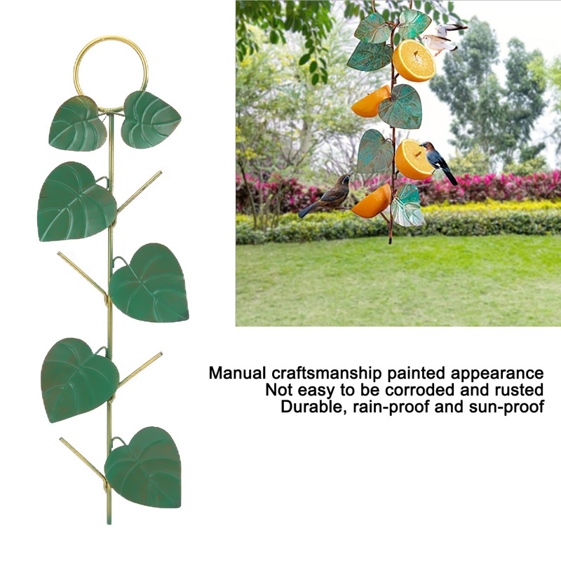 Birds Feeder Hanging Metal Green Leaf Shape Hummingbirds Feeder for