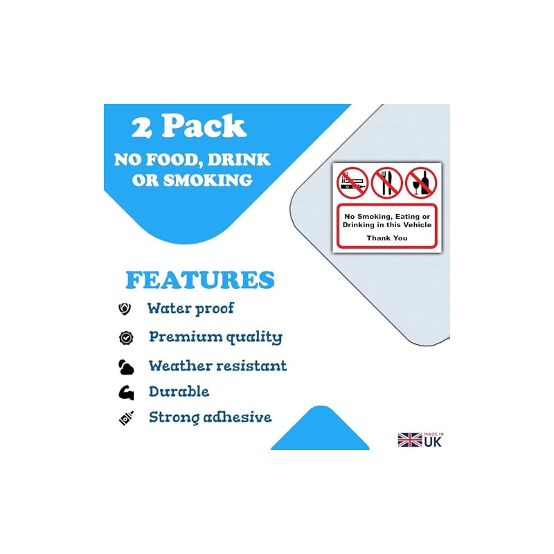 2-Pack - No Smoking Eating or Drinking in Vehicle -