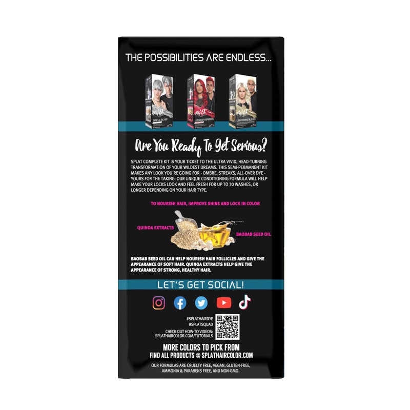 Splat Pure Sapphire Semi Permanent Hair Dye Kit with Bleach,