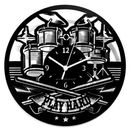 Instant Karma Clocks Wall Clock Music Group Drums Drummer Rock Rock Music Lovers Band Guitar Gift Idea Musical Instruments Jazz Pop Black 06