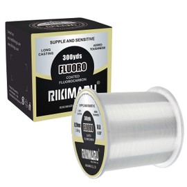 RIKIMARU Fluoro Fishing Line, 100% Fluorocarbon Coated Fishing Line (Clear, 20LB/0.40mm/300Yds)