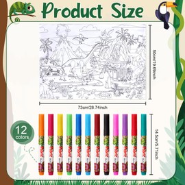 Mindsoft Coloring Craft Coloring Pillowcase Pillow Covers with 12 Pcs Markers Pens for Decoration Supplies Craft, 28.7 x 19.7 Inch (Dinosaur)