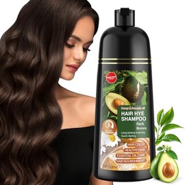 Hair Dye Shampoo 3 in 1 for Women & Men 100% Gray Hair Coverage - Herbal Ingredients Natural Plant Hair Color - Hair Dye in Minutes 500ML （Dark Brown）