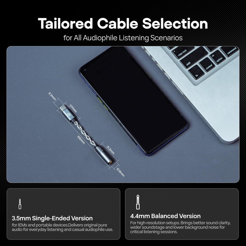 Linsoul Kiwi Ears AD1 Pro USB C DAC Adapter Cable,