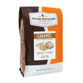 Fresh Roasted Coffee, Decaf Caramel Flavored Coffee, 2 lb (32 oz), Medium Roast, Kosher, Ground