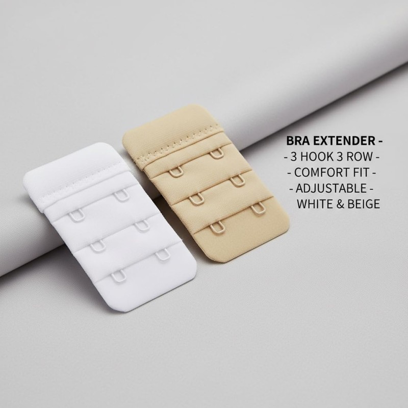 Soft Bra Extender 3 Hook, 6-Pack Comfortable Bra Back Extenders