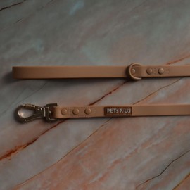 5ft Dog Leash 3/4" Wide Biothane Waterproof Lightweight Tan Ivory Cream Gold Screw Lock Hardware Strong Extra Security Neutral Unisex (Tan Brown)