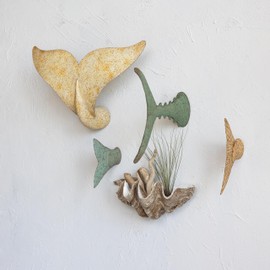 Creative Co-Op Distressed Metal Tuna Tail Accent Decor, Aqua