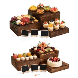 Arttown 6-Pack Buffet Risers and Stands for Food Display Wood Risers