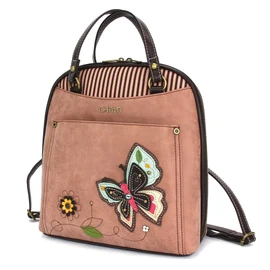 CHALA Convertible Backpack Purse - Women Convertible Shoulder Purse with Adjustable Strap, New Butterfly - Dusty Rose, Mid-size