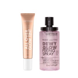 Catrice | Prime & Fine Illuminating Dewy Glow Spray & All Over Glow Tint 030 Bundle | Full Coverage Makeup | Vegan & Cruelty Free