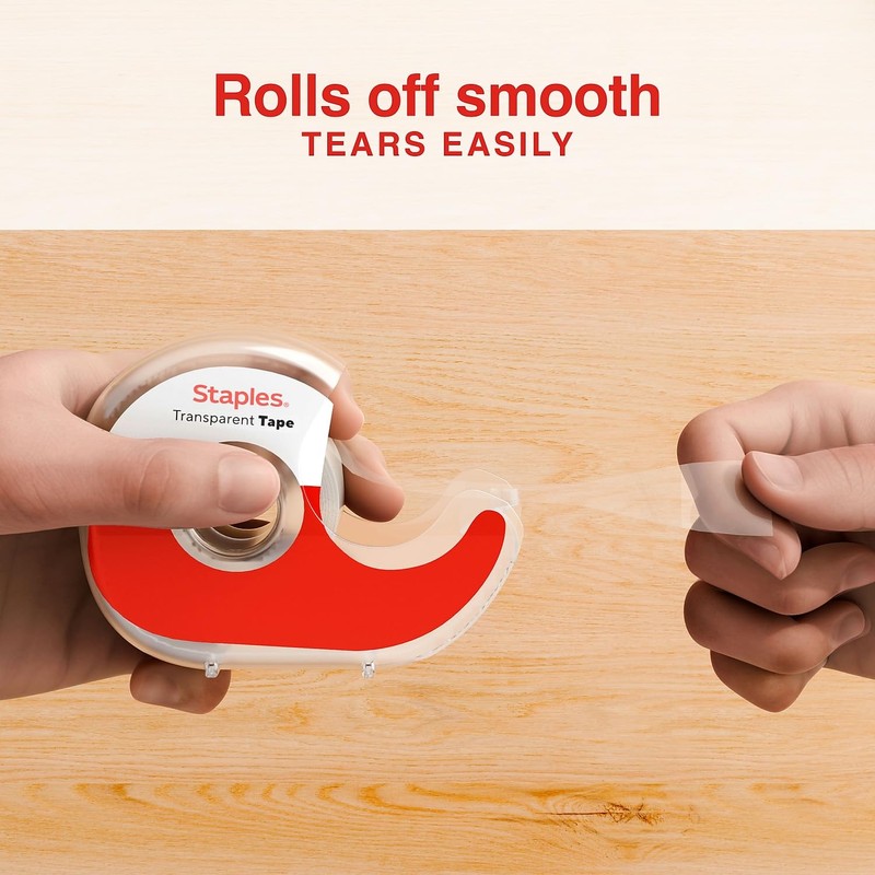 STAPLES Transparent Tape Refill, 3/4" x 36 yds., 3 Rolls