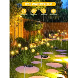 2 Pack Solar Garden Lights Outdoor,16 LED Solar Dandelion Bee Lights, 2 Modes Swaying Firefly Light Solar Powered Pathway Lights Waterproof for Yard Patio Lawn Pathway Outdoor Garden Decor(Warm White)
