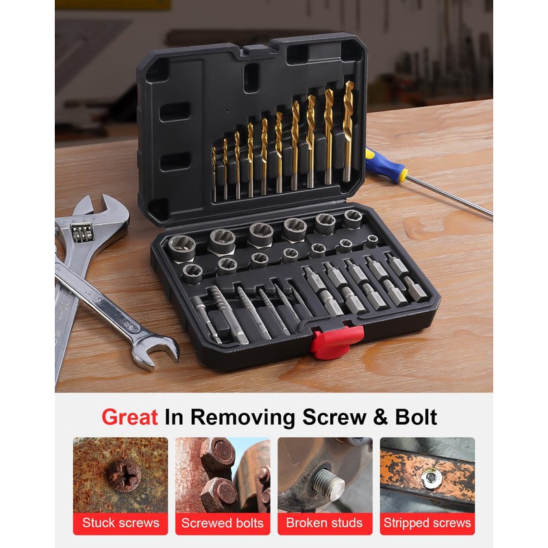 Kolvoii 39 PCS Screw Extractor Set & Bolt Extractor Set,