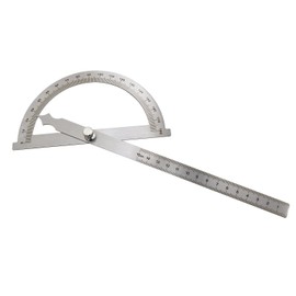 Haidong Angle Measuring Instrument Stainless Steel Protractor 0-180 Degree Rotary Arm Measuring Ruler Woodworking Degree Protractor（15cm）1PCS