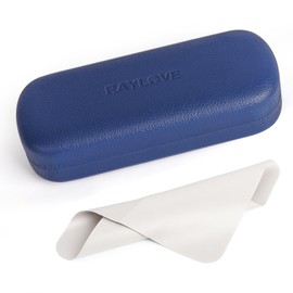 RayLove Glasses Case Hard Shell Eyeglass Case with Cleaning Cloth, PU Leather Protective Eye Glass Cases Fits Most Sunglasses Glasses (Blue)