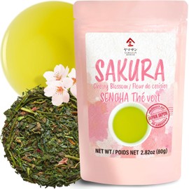 YAMASAN KYOTO UJI Sakura Floral Green Tea, A Well-Blended, Cherry Blossom Flowers and Leaves, All-Natural, Plant-Based Tea (80g)