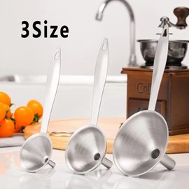 3 in 1 Metal Funnels 3Pcs Stainless Steel Kitchen Funnels Set for Transferring Essential Oils Liquid Fluid Spice Dry Ingredients Powder
