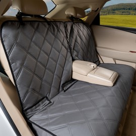 Soft-feeling Dog Car Bench Seat Cover, Waterproof Pet Rear Seat Protector Compatible for RAV4/CR-V/Trax/Rogue/CX-5/Tucson/Crosstrek/Sportage/Forester Access to Middle Seat Belt and Armrest (Gray)