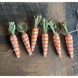 Unbranded Orange Gingham Carrots Garland 4 ft Easter/Spring Farmhouse Decor, Gardening