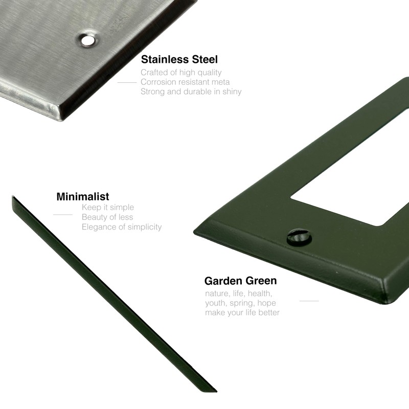 ENBRIGHTCO ENBRIGHTCO Decorator Light Switch,Oliver green finish wall plate cover,stainless