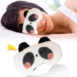 3D Süße Schlafmaske Kinder, Mit Ohrstöpseln, Reisen Atmungsaktiv Eyeshade Augenabdeckung, Ultraweich Schlafmaske Kinder Mädchen,für Mädchen Jungen Damen Nickerchen Reisen(Schwarz und weiß, Panda)