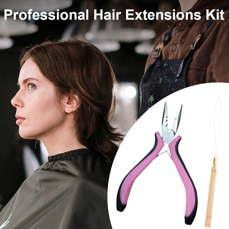 Set of 4 Hair Extension Pliers & Pulling Loop Tool