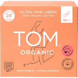TOM Organic Cotton Individually Wrapped Ultra Thin Panty Liners 26pack