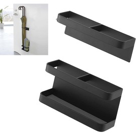 Ejoyous Soporte de Paraguas Magnético de Moda y sin Punzonado de Ajuste de Altura Montado en la Pared con Función de Recordatorio, Fácil de Instalar para Entrada, Hogar, Pasillo del (Black)