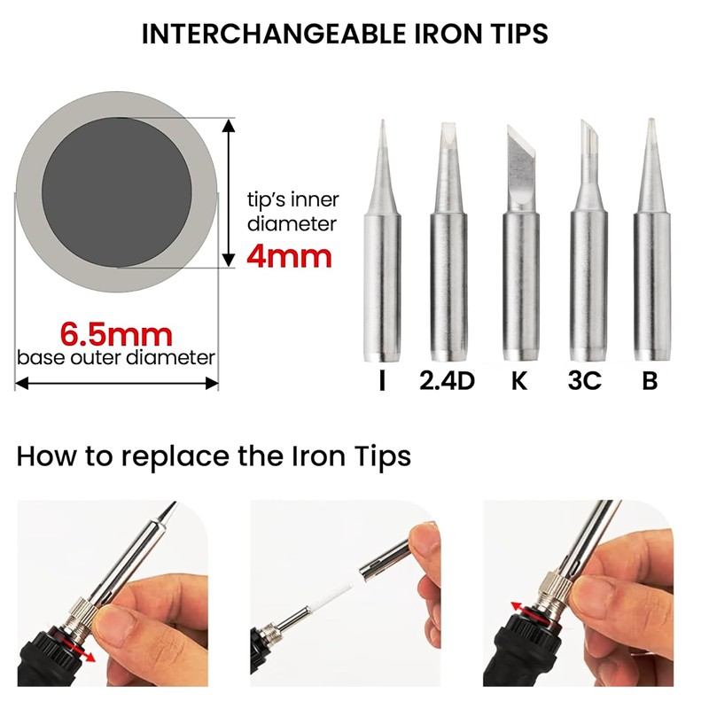 Soldering Iron Kit, 60W Soldering Iron, 5 Soldering Iron Tips,