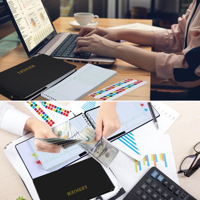 Skyygemm Ring Ledger Binder with 200 Pcs 5"x8.5" Ledger Sheets