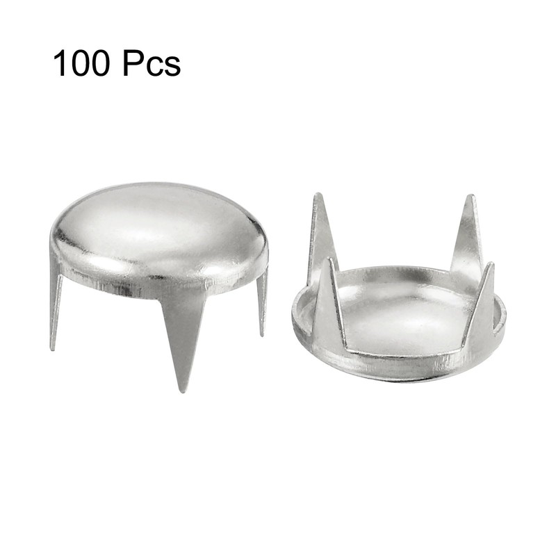 sourcing map 100Pcs 10mm Silver Round Dome Studs Metal Claw