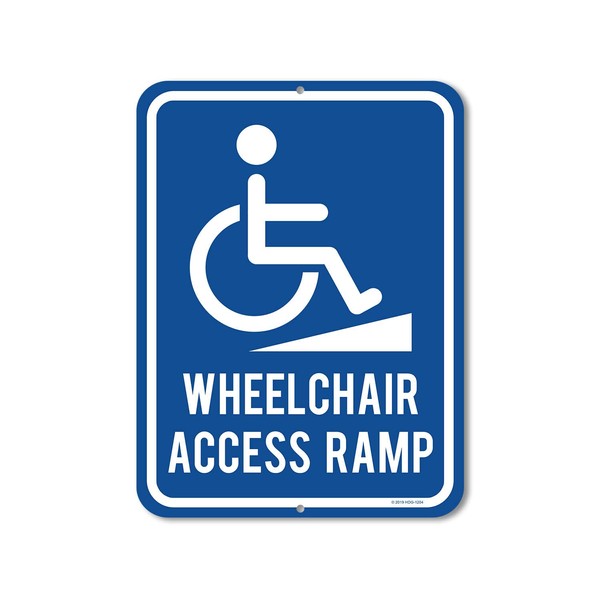 Honey Dew Gifts Señal para discapacitados, rampa de acceso para silla de ruedas, 9 x 12 pulgadas, letreros de aluminio de metal para letrero de negocios, fabricado en Estados Unidos