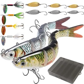 Cerkkapo Fishing Lure Set, Fishing Bait, 12 Pieces, Trout Bait, Artificial Bait, Fishing Spinner, Blinker Wobbler Set, Includes Spoons, Trout, Perch Bait, Pike Bait, Fishing Accessories with Storage