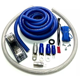 Bullz Audio 4000 WATTS BLUE 1/0 GAUGE AWG STRANDED POWER AMP KIT AMPLIFIER WIRING INSTALL