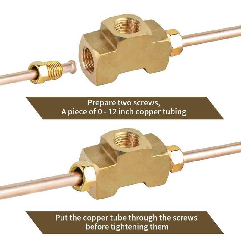 MuRealy 3/16" Brake Line Tee Fitting Kit (4PCS) - Brass