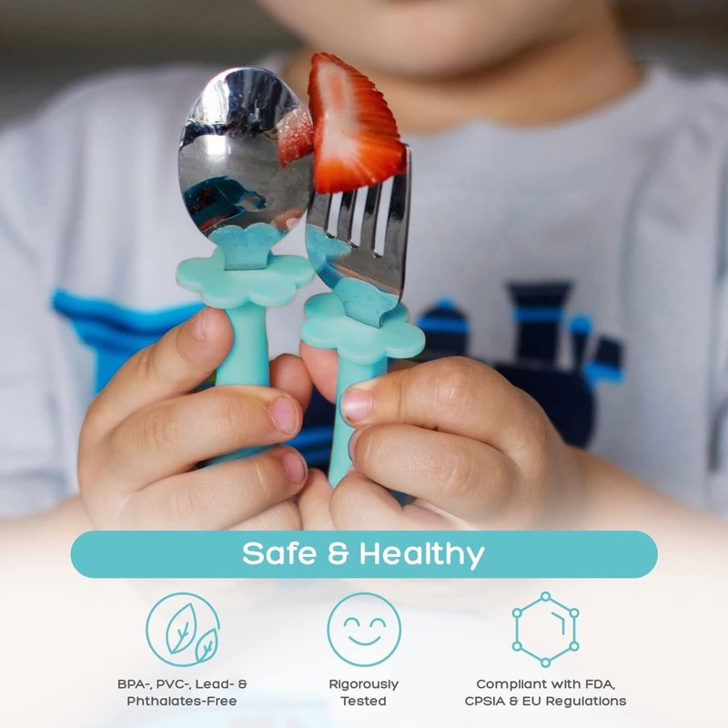 Grabease Toddler Silverware Set Forks Spoons and Knives Set Toddler