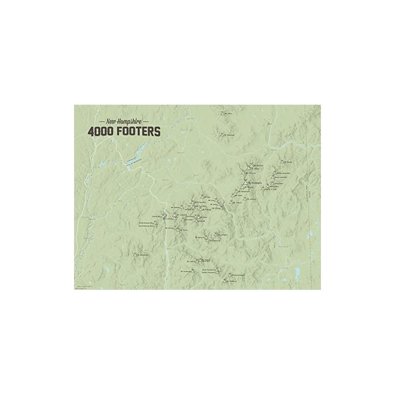 New Hampshire 4000 Footers Map 18x24 Poster (Sage)