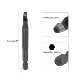 HARFINGTON Leather Hollow Punch Hex Shank for Drills, 3mm Dia Hole Punch for Thick Fabrics Leathercraft Working