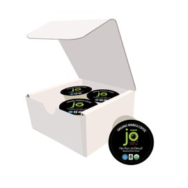 NO FUN JO DECAF: 4 Cups Sampler, Organic Medium Dark Roast Swiss Water Process Coffee for Keurig K-Cup Compatible Brewers, Fresh Seal Single Serve Cups, Fair Trade Certified, Non-GMO, Gluten Free