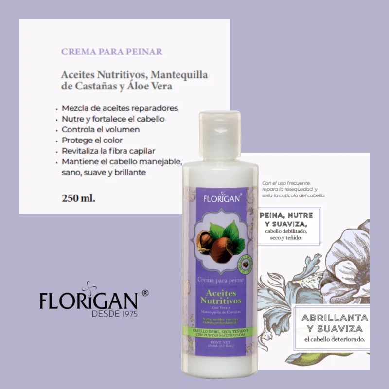 3 Crema Para Peinar Aloe Vera Castañas Nutritivo Florigan