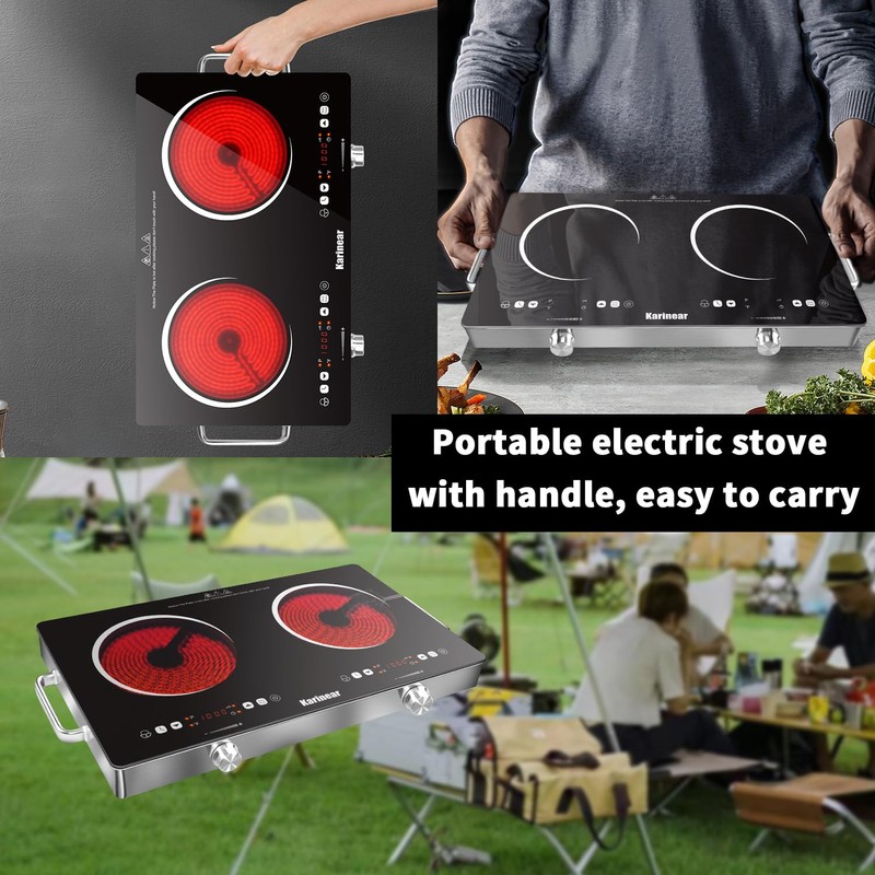 Karinear Portable Electric Stove 110V, 1800W Electric Hot Plate with